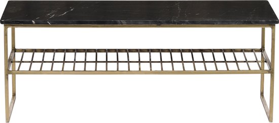Marble - Table basse - 90cm - marbre - acier laqué - noir - or - rectangulaire
