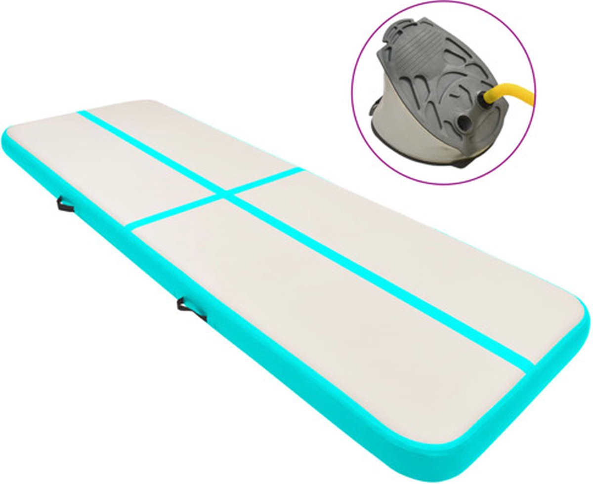 vidaXL Gymnastiekmat met pomp opblaasbaar 300x100x20 cm PVC groen