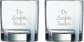 Gegraveerde Whiskeyglas 38cl De Leafste Broer-De Leafste Suster