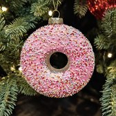 Kersthanger Donut Lichtroze 9cm - 2 stuks