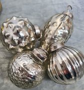 kerstballen - set van 3 - kerstbal - zilver - oud zilver