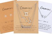 Bixorp Stars 5 Tweeling / Gemini sieraden Zilverkleurig - Set van Sterrenbeeld Ketting + Oorbel + Armband