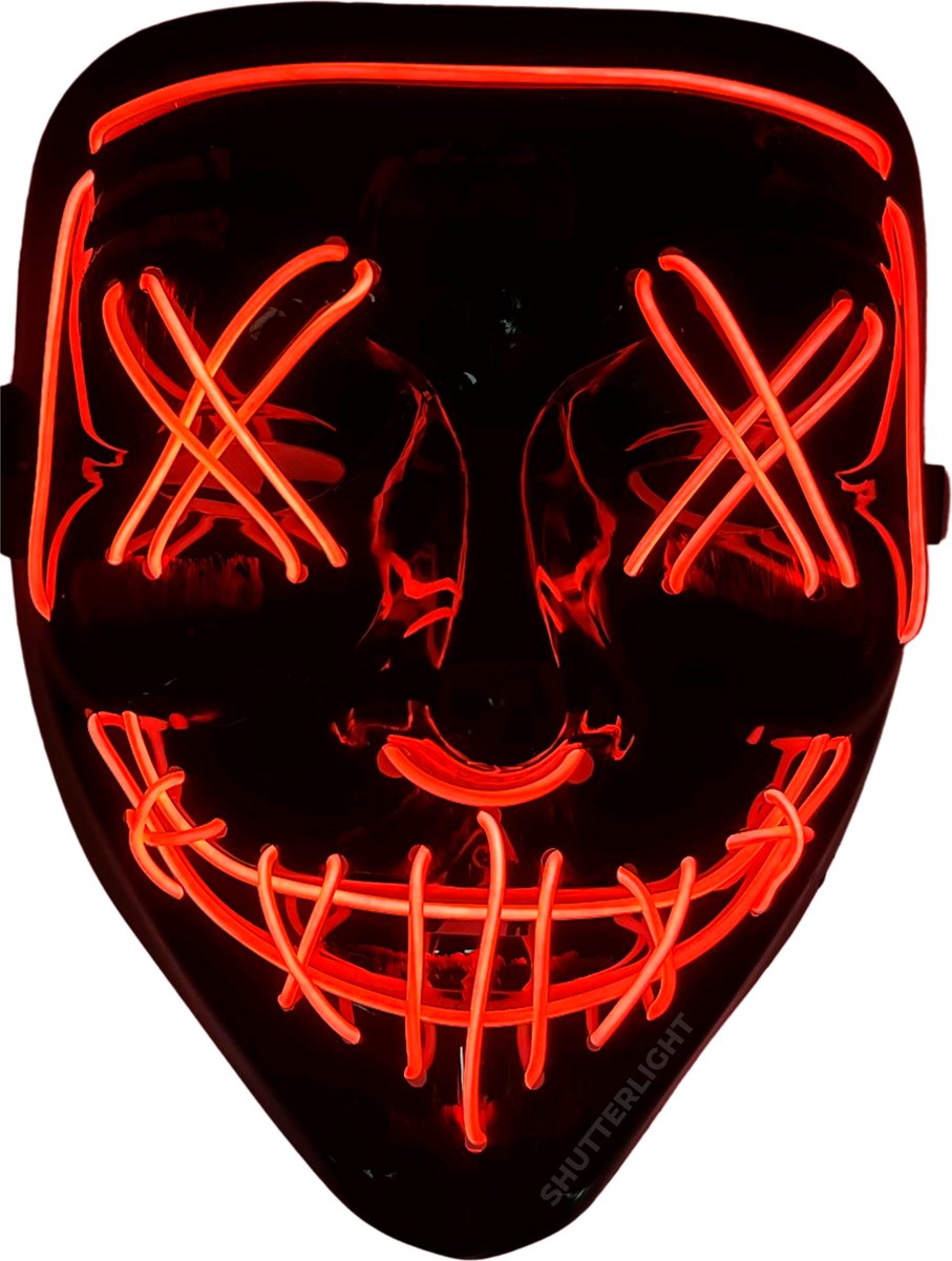 Masque lumineux rouge de Halloween pour adulte