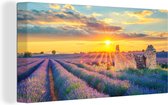 OneMillionCanvasses - Canvas schilderij - Lavendel - Zonsondergang - Bloemen - Wolken - Canvas doek - 160x80 cm - Foto op canvas - Wanddecoratie