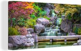 OneMillionCanvasses - Canvas - Schilderij - Waterval - Stenen - Japan - Bomen - Botanisch - Schilderijen op canvas - Canvasdoek - 160x80 cm - Wanddecoratie - Slaapkamer