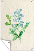 Tuindecoratie Vintage - Bloemen - Vergeetmenietjes - Antiek - 40x60 cm - Tuinposter - Tuindoek - Buitenposter