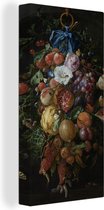 Peinture sur toile Guirlande de fruits et de fleurs - Peinture de Jan Davidsz. de Heem - 40x80 cm - Décoration murale