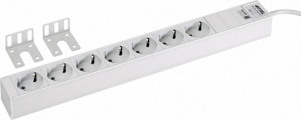 Patchkast Rittal Key Rittal DK 7240.210 19 inch Stekkerdoos voor patchkast 1 HE Geaarde ...