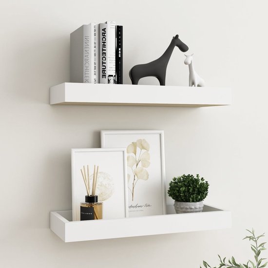 Wandschappen 2 st met lade 40x23,5x10 cm MDF grijs kopen