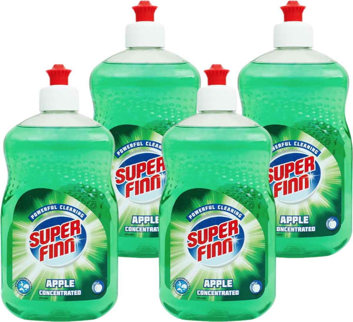 4 Stuks SUPER FINN Afwasmiddel 500ml - Apple - 4pack - voordeel pakket