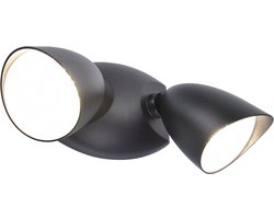 LUTEC Shrimp - LED security wandlamp voor buiten - Dag/nacht sensor - Premium aluminium - Tweekoppig - 1700Lm krachtig licht - Mat zwart