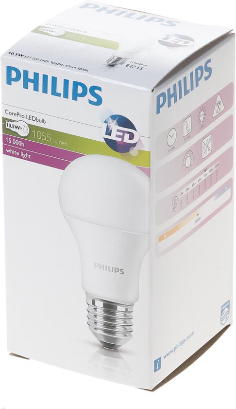 Philips 10.5W (75W) E27 cap Warm white 220-240 V Bulb energy