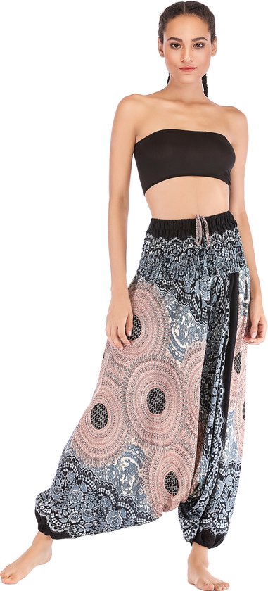 Dames Grote maten Harem broek met tailleband Smocked Festival Fashion Print Losse Casual