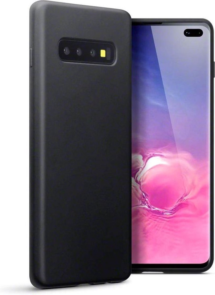 HB Hoesje Geschikt voor Samsung Galaxy S10 Plus - Siliconen Back Cover - Zwart