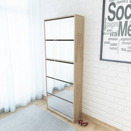 Schoenenkast met 5 spiegels 63x17x169,5 cm eikenhout kopen