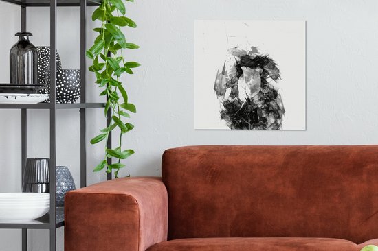 Tableau sur toile Rose - Fleurs - Peinture - Zwart - Wit - 50x50 cm - Décoration murale