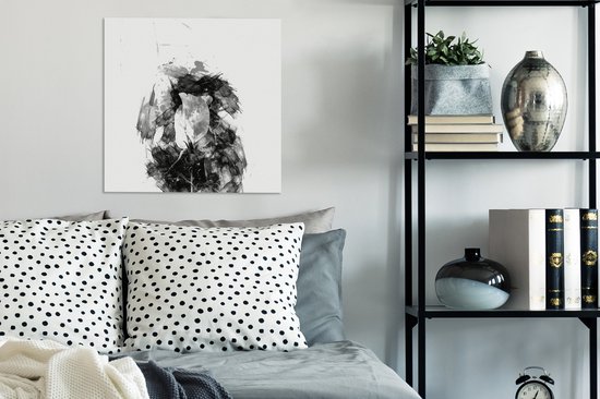 Tableau sur toile Rose - Fleurs - Peinture - Zwart - Wit - 50x50 cm - Décoration murale