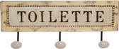 Wandkapstok - Wandbord Toilette - Toilet - Klassiek - 3 haken, set van 2 - 15 cm hoog