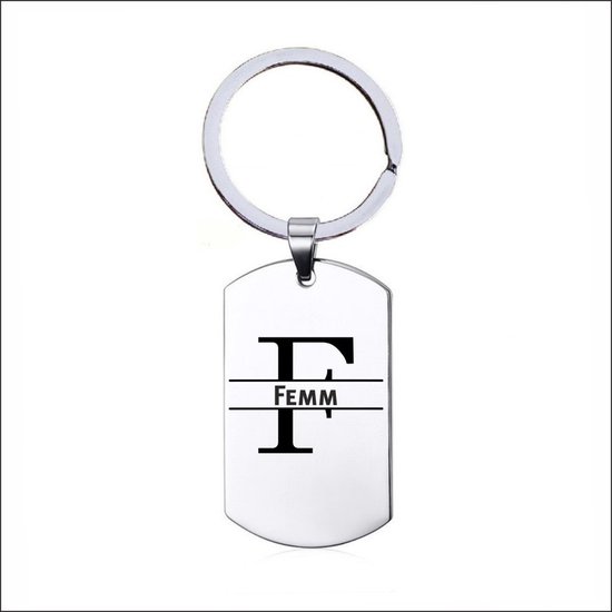 Porte-clés en acier inoxydable avec nom - Femm