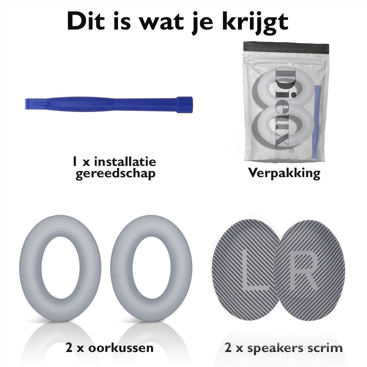 Set Oorkussens voor Bose Koptelefoon met installatie gereedschap - Grijs - QuietComfort 35 - QC35II - QC35 - QC25 - QC15 - QC2 - Soundtrue - Soundlink Around-Ear II AE2 – foto 7