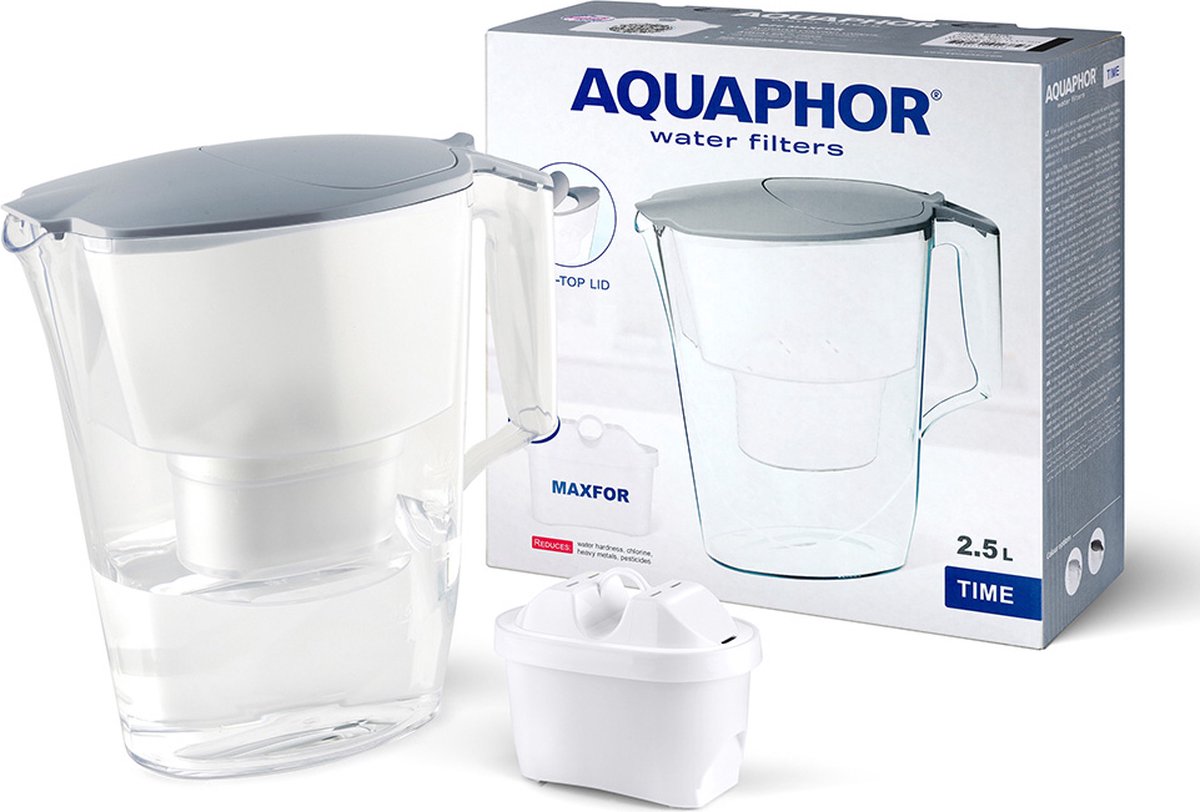 Aquaphor Time 2,5 l grijze filterkan met een B25 Maxfor 200 liter cartridge