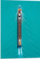 WallClassics - PVC Schuimplaat- Bovenaanzicht van Groot Vrachtschip - 50x75 cm Foto op PVC Schuimplaat