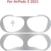 Sticker geschikt voor Airpods 3 2021 - Accessoire voor Airpods 3 - Anti magnetisch stof - Vuil bescherming - Zilver Sticker 2 stuks
