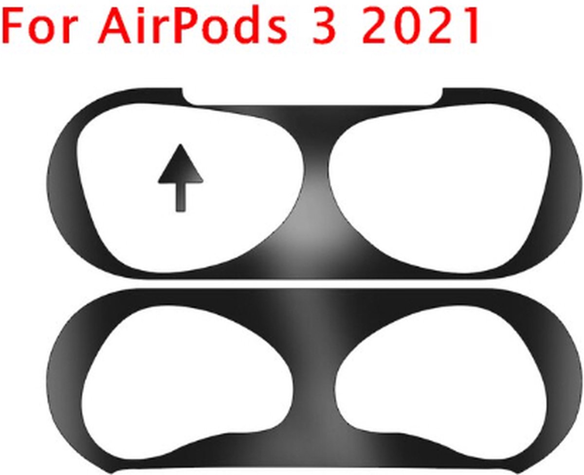 Sticker geschikt voor Airpods 3 2021 - Accessoire voor Airpods 3 - Anti magnetisch stof - Vuil bescherming - Zwart Sticker 2 stuks