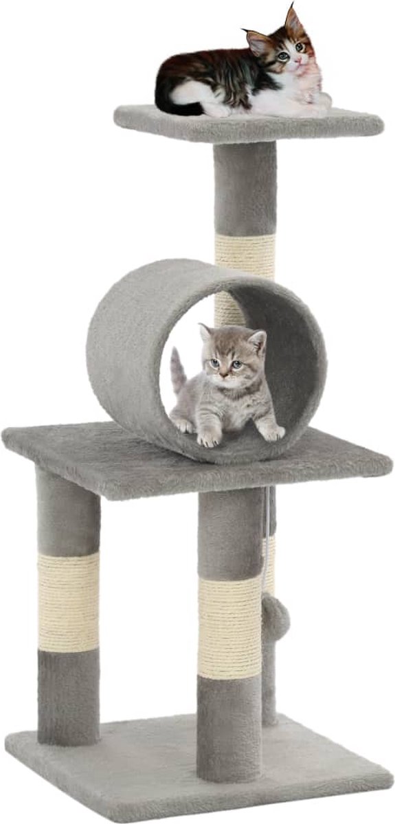 Decoways - Kattenkrabpaal met sisal krabpalen 65 cm grijs