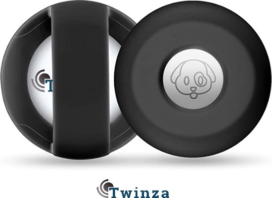 |Twinza| hond en kat huisdieren siliconen halsband - bescherm hoesje/houder geschikt voor Apple Airtag - Halsband airtag houder - tracking - Zwart - 2stuks