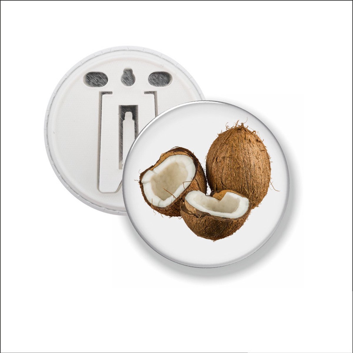 Button Met Clip - Kokosnoot