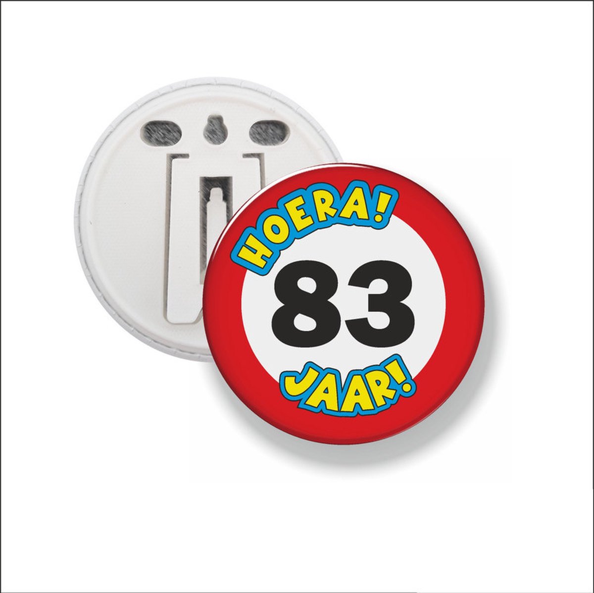 Button Met Clip 58 MM - Hoera 83 Jaar