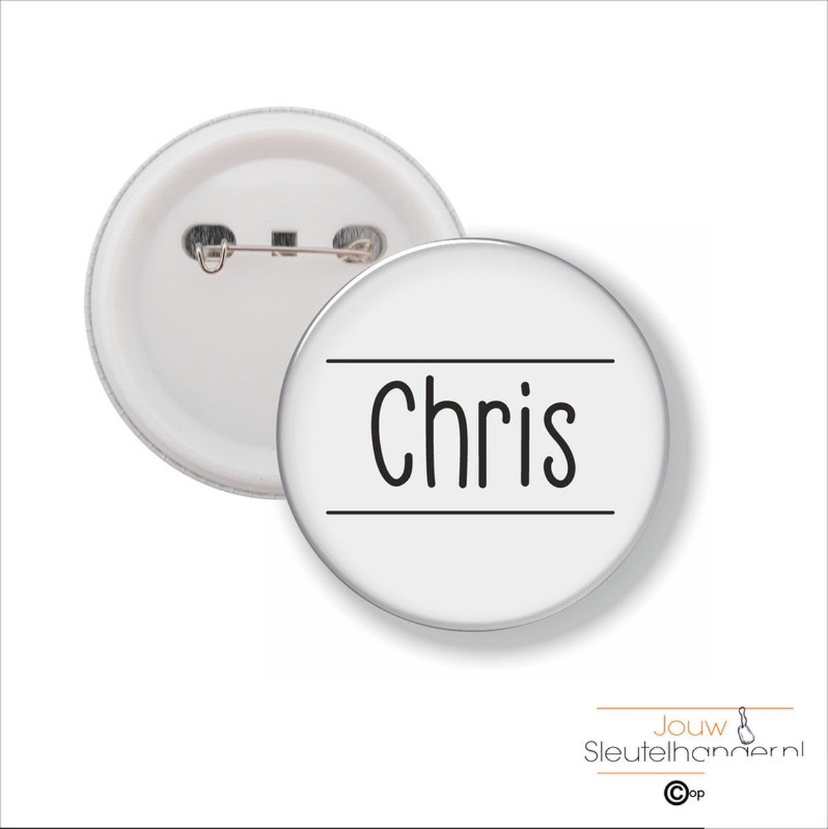 Button Met Speld 58 MM - Chris