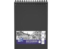 foto van OXFORD schetsboek - A4 - 50 vel - 100g papier - dubbel spiraal - zwart