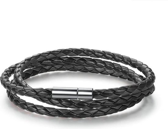 Malinsi Armband heren en dames - Zwart - Wikkelarmband Snoer 92,5cm lang - Armbandje Mannen en Vrouw