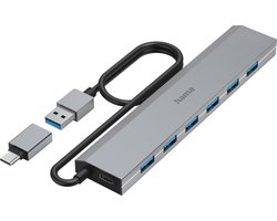 Hama 00200137 USB-hub 7 poorten USB-A USB 3.2 Gen1 5 GBit/s Met USB-C stekker Grijs
