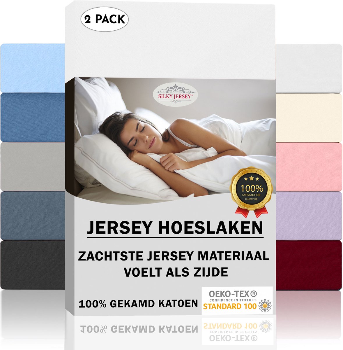 Silky Jersey (2 stuks) Fijne Extra Zachte Hoeslakens 100% Katoen - 90x200 cm Wit
