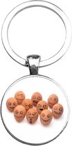 Sleutelhanger Glas - Eieren Met Smileys