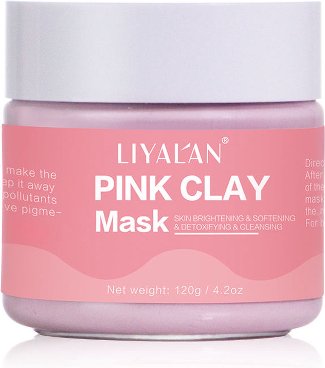 LIYALAN | Roze Klei Masker | Organisch | voor poriën, mee-eters en anti- aging |