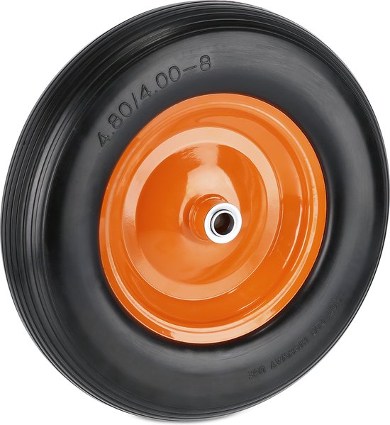Relaxdays schubkarren wiel - 4.80-4.00-8 - rubber band - stalen velg - antilek - 120 kg - blauw-oranje van Relaxdays — afbeelding 3
