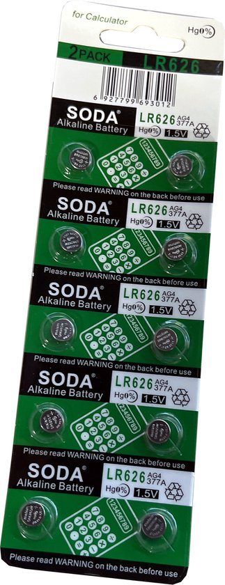 SODA - Horloge Batterij - SR626SW - AG4 - 377 - 1.55V - 10 Stuks