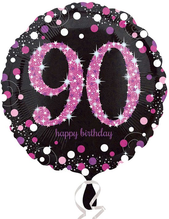 Anagram Folieballon 90 Jaar 43 Cm Zwart/roze
