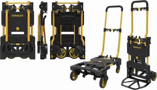 Magnacart 2-in-1 Steekwagen en Plateauwagen - Steekkar max. 80KG - Platformwagen max. 137KG - Transportwagen Inklapbaar - Transportwagen met Stevige Wielen - Kunststof/Staal