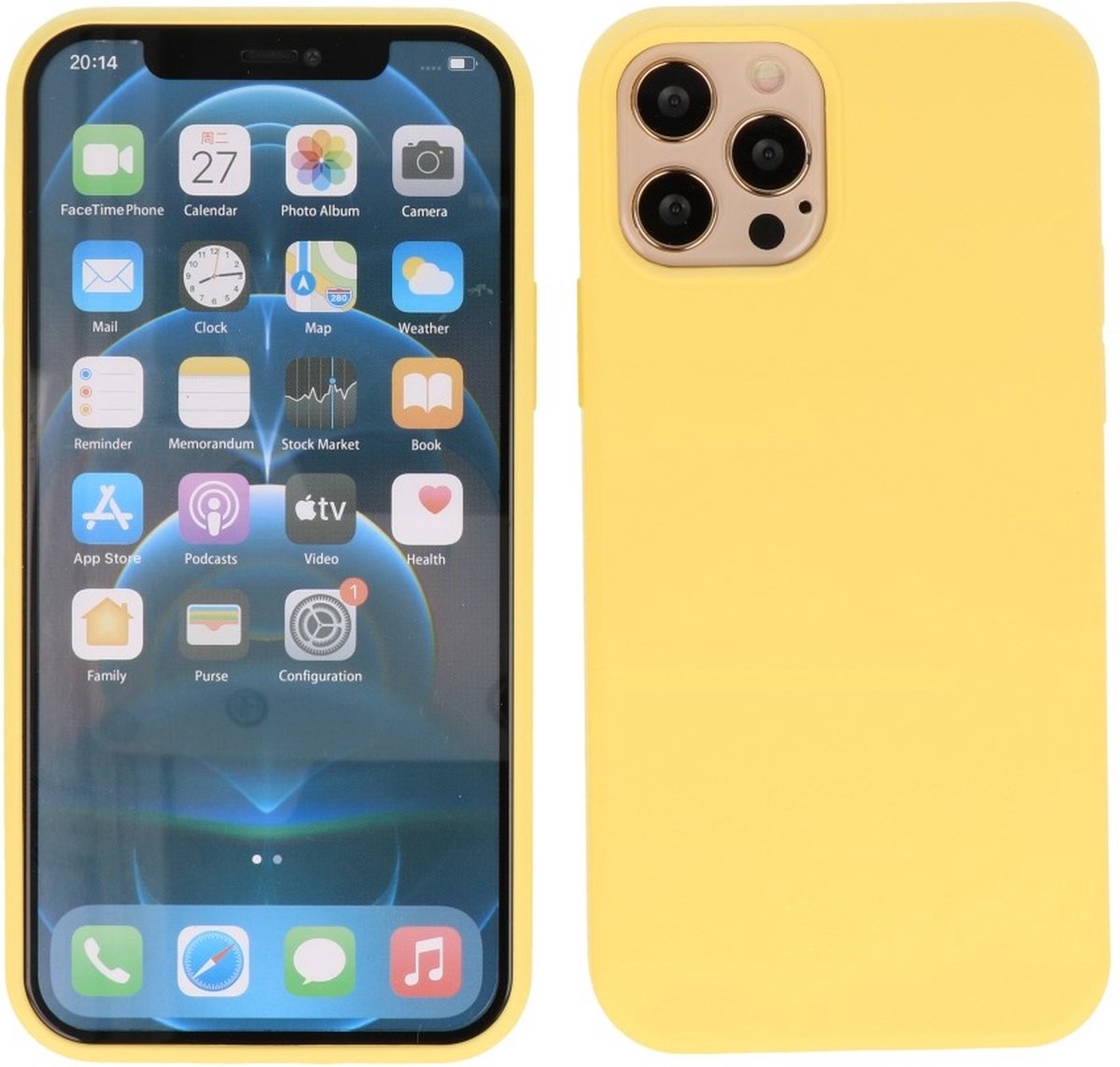 Hoesje 2.0mm Dikke Siliconen Back Cover Kleur Geel geschikt voor Iphone 13 Pro