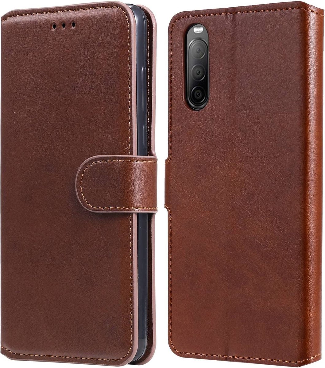 Bookcase Geschikt voor: Sony Xperia 10 II Bruin - portemonee hoesje - ZT Accessoires
