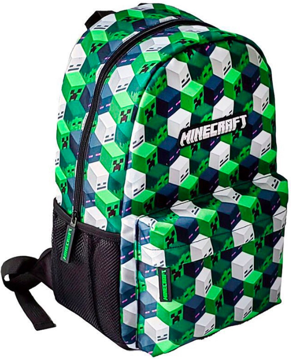 Minecraft Rugzak Set Kids 4-Delig - Creeper Zombie Enderman - Incl. Lunchbox, Etui & Waterfles