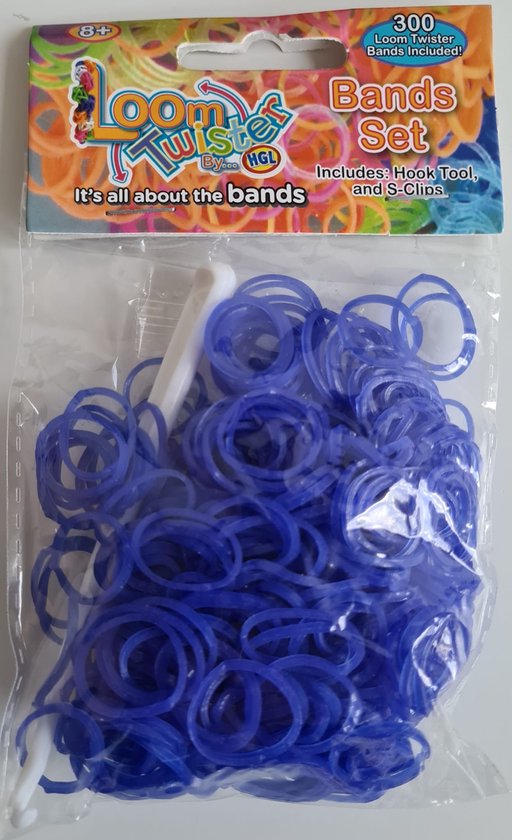 Foto: Loombandjes neon blauw 300 stuks loom bandjes loom twister loomelastiekjes elastiekjes inlcusief s clips haakjes