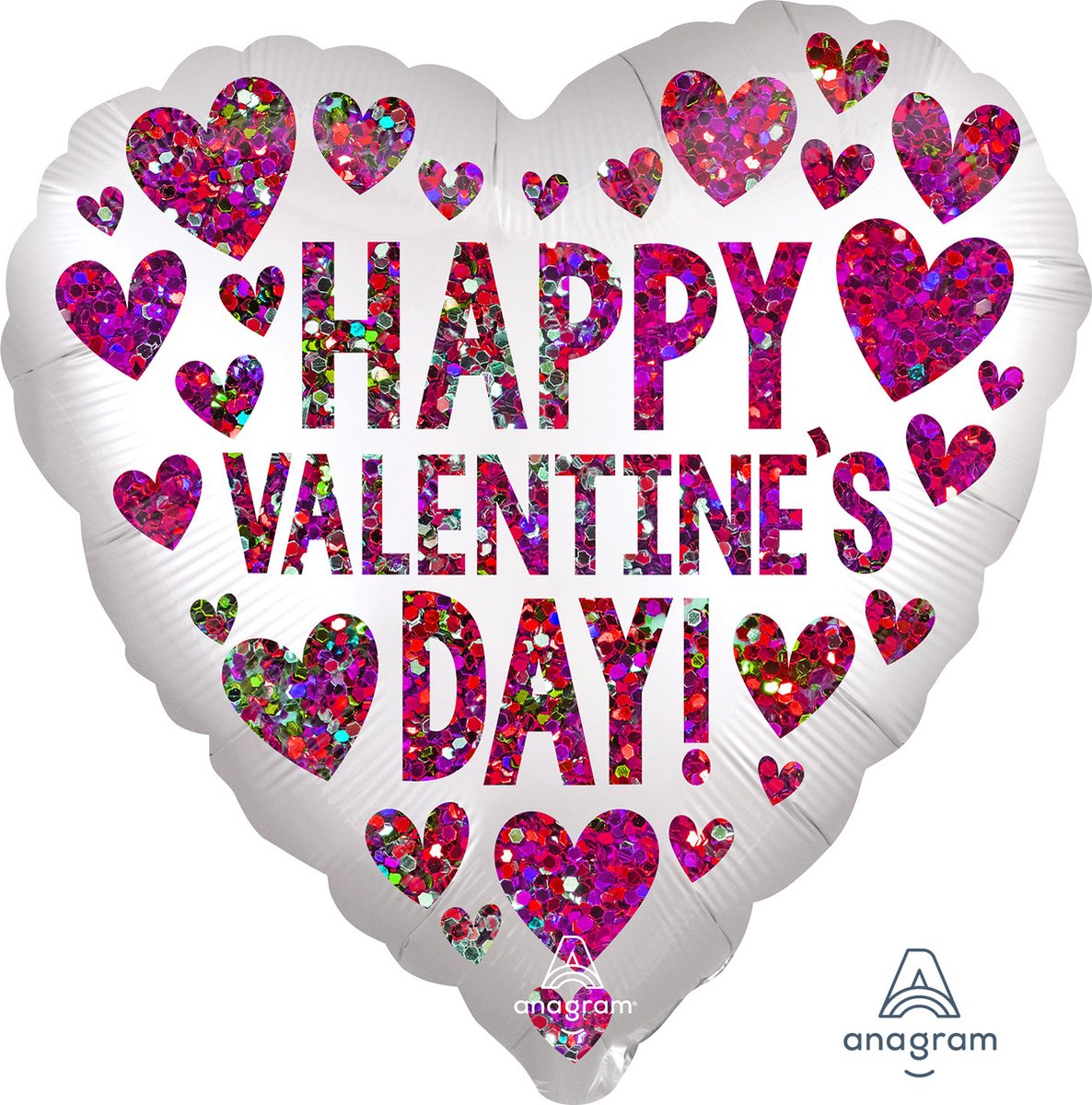 Qualatex - Folieballon Happy Valentines Day glitter 46 cm