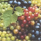 60x Gekleurde 3-laags servetten druiven 33 x 33 cm - Druiven/fruit thema