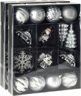 40x stuks kerstballen en kersthangers figuurtjes zilver kunststof - Kerstboomversiering kerstornamenten